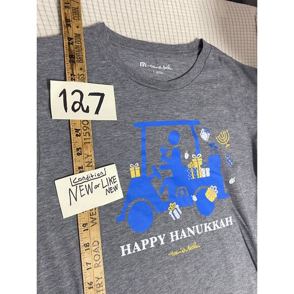 Travis Mathew Happy Hanukkah Short Sleeve T Shirt Men's Large Gray - Picture 4 of 7
